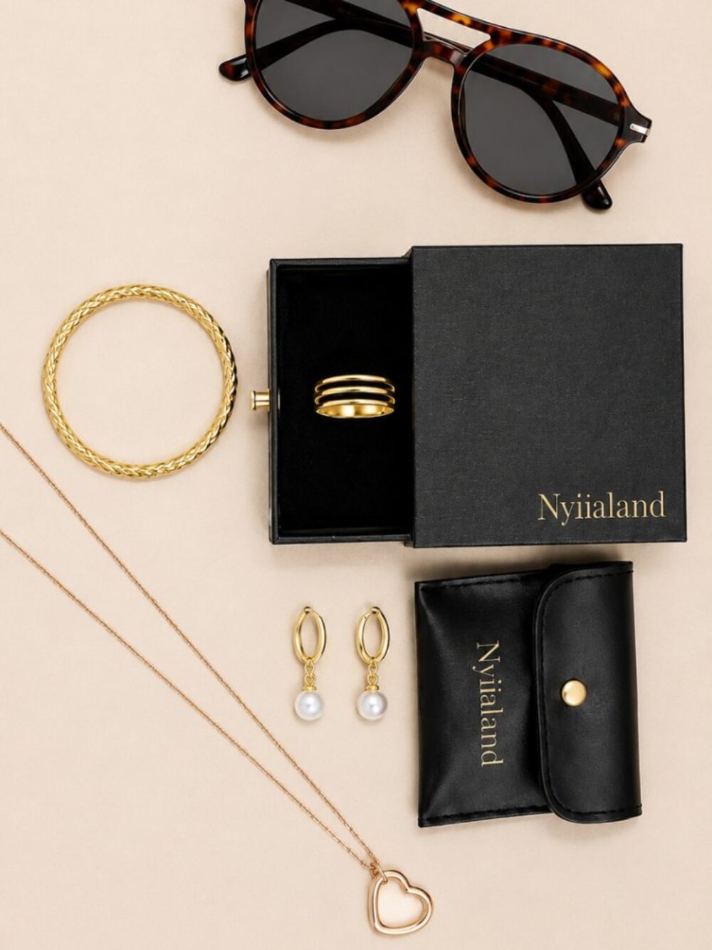 Nylialand Chic Accessory Bundle Jewelry Set & Sunglasses